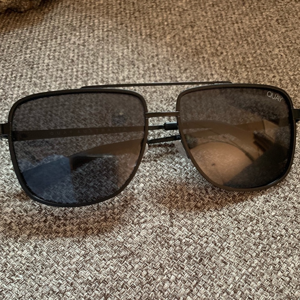 Black Quay square aviator polarized sunglasses